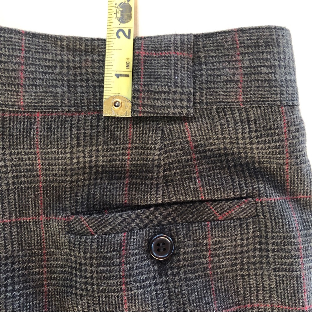 Vintage Giorgio Sant’Angelo Glen Check Plaid Wool Pants Gray Red - Picture 4 of 17